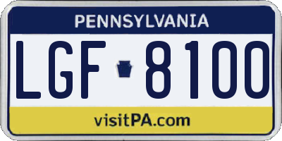 PA license plate LGF8100