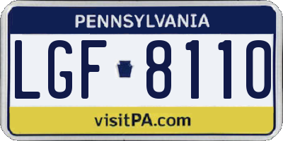 PA license plate LGF8110