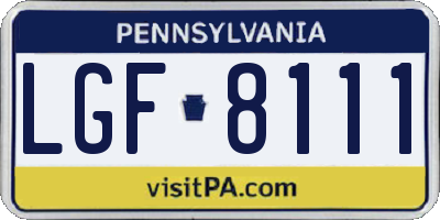 PA license plate LGF8111
