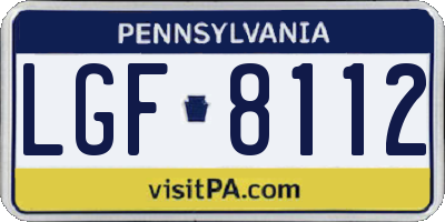 PA license plate LGF8112
