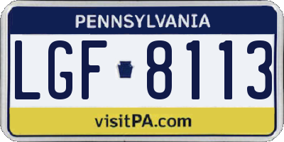 PA license plate LGF8113