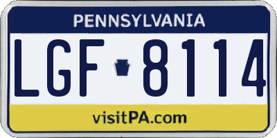 PA license plate LGF8114