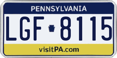 PA license plate LGF8115