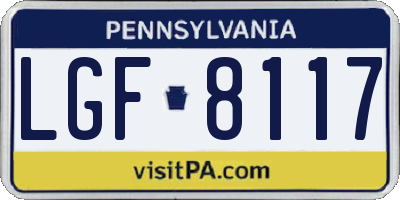PA license plate LGF8117