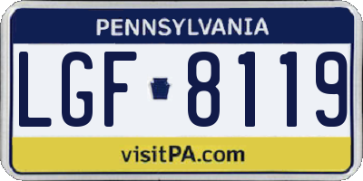 PA license plate LGF8119