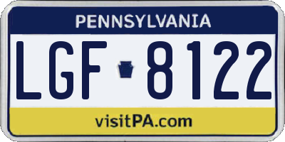PA license plate LGF8122