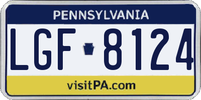 PA license plate LGF8124