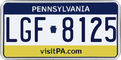 PA license plate LGF8125