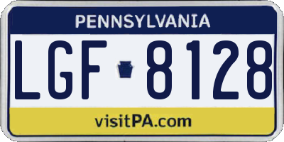 PA license plate LGF8128