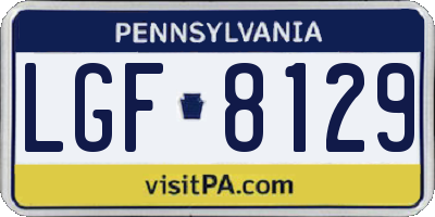 PA license plate LGF8129