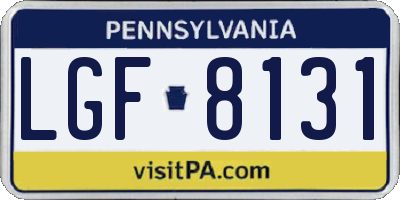 PA license plate LGF8131
