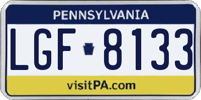 PA license plate LGF8133