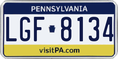 PA license plate LGF8134