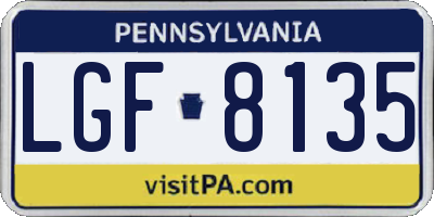 PA license plate LGF8135