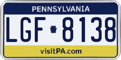 PA license plate LGF8138