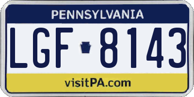 PA license plate LGF8143