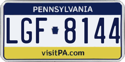 PA license plate LGF8144