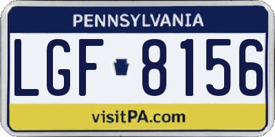 PA license plate LGF8156