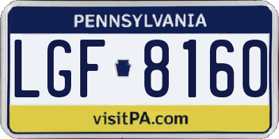 PA license plate LGF8160