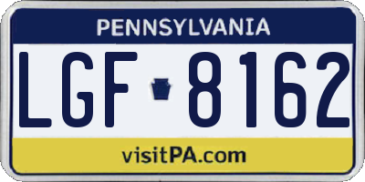 PA license plate LGF8162