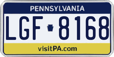 PA license plate LGF8168
