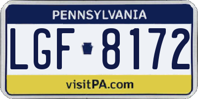 PA license plate LGF8172