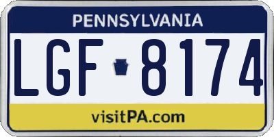 PA license plate LGF8174