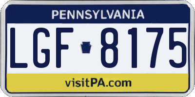 PA license plate LGF8175