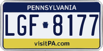 PA license plate LGF8177