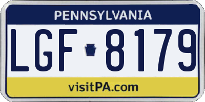 PA license plate LGF8179