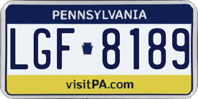 PA license plate LGF8189