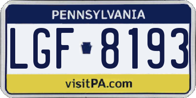 PA license plate LGF8193