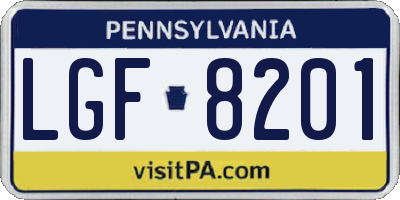 PA license plate LGF8201