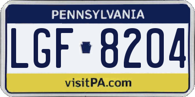 PA license plate LGF8204