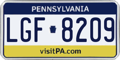 PA license plate LGF8209