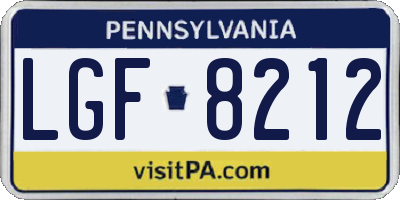 PA license plate LGF8212