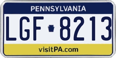 PA license plate LGF8213