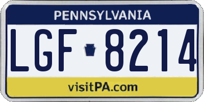 PA license plate LGF8214