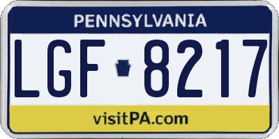 PA license plate LGF8217