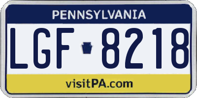 PA license plate LGF8218