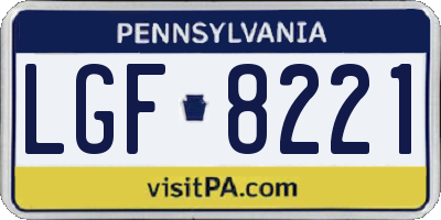 PA license plate LGF8221