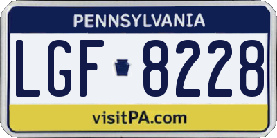 PA license plate LGF8228