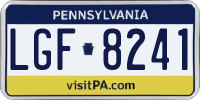 PA license plate LGF8241