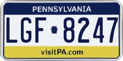 PA license plate LGF8247