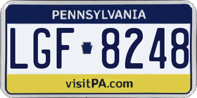PA license plate LGF8248