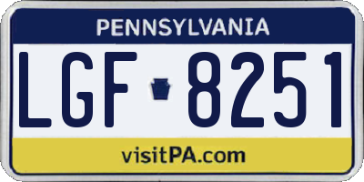 PA license plate LGF8251