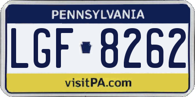 PA license plate LGF8262