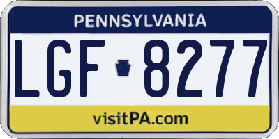PA license plate LGF8277
