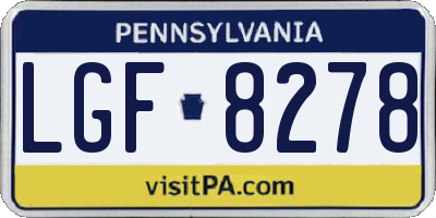 PA license plate LGF8278