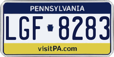 PA license plate LGF8283